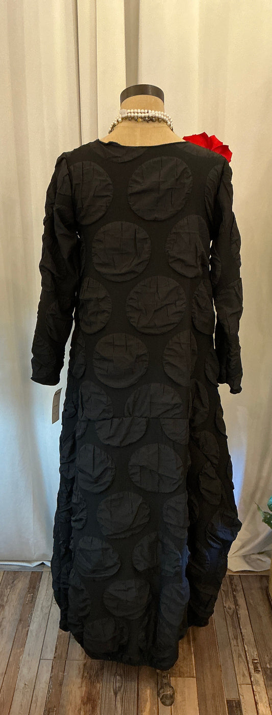 Airy Black on Black Polka Dot Flowy Dress