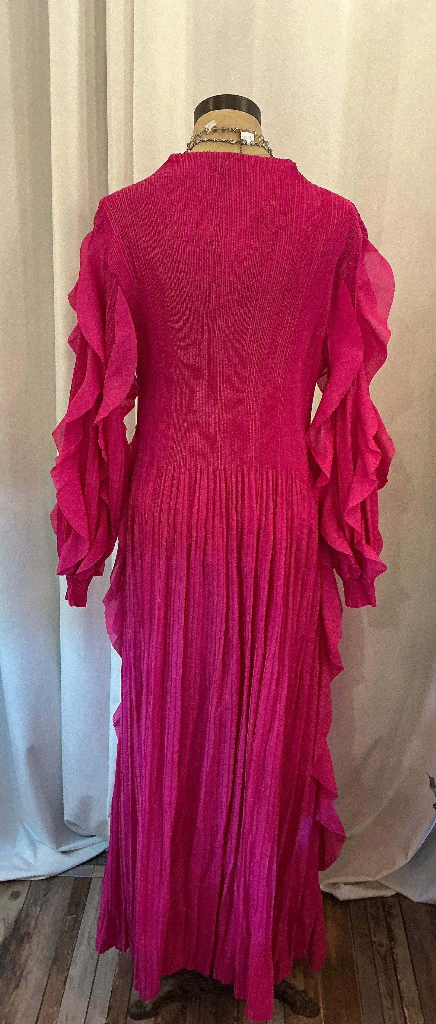 Hot Pink Flowy Ruffle Trim Dress