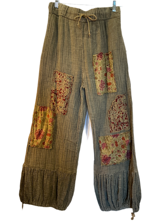 Patchwork stripe pant