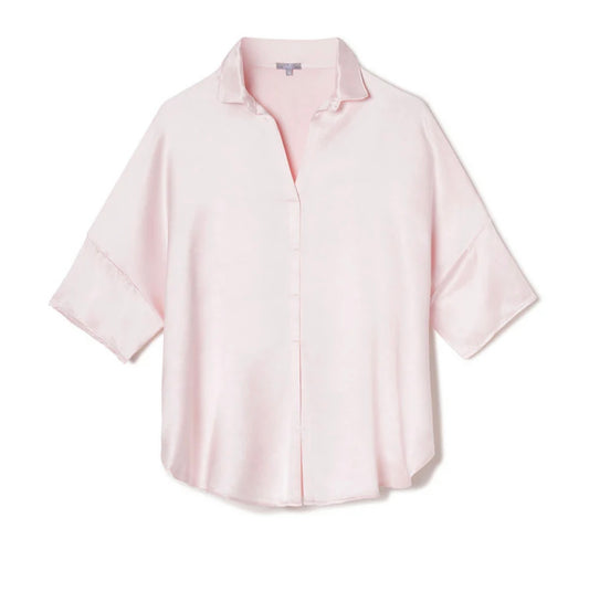 Pink Satin Collared Cap Sleeve