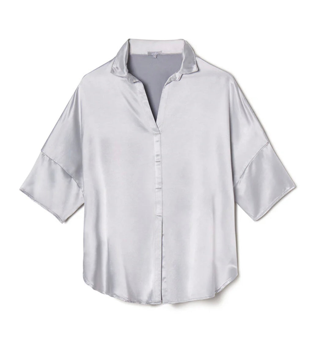 Lavender Satin Collared Cap Sleeve