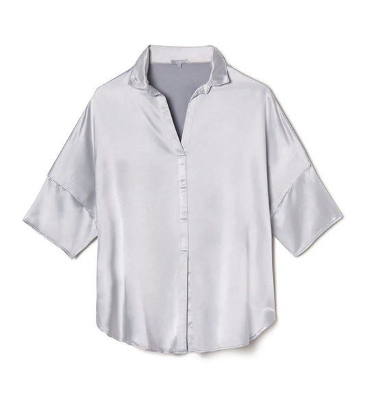 Lavender Satin Collared Cap Sleeve