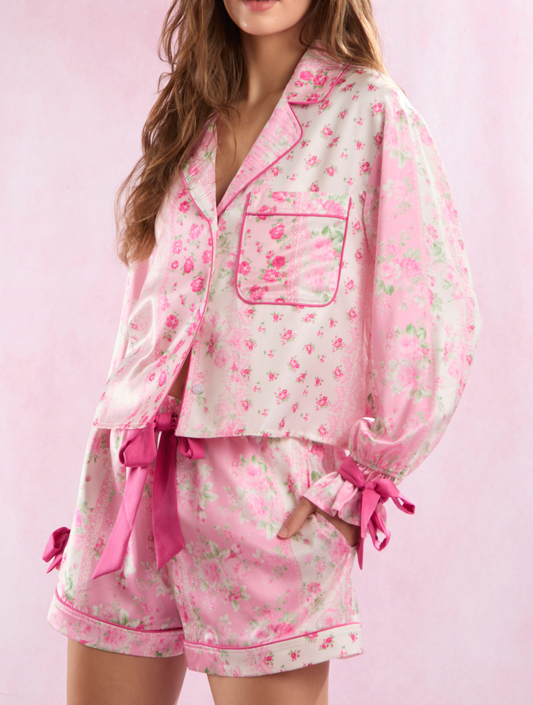 Pink Flower Pajamas Set