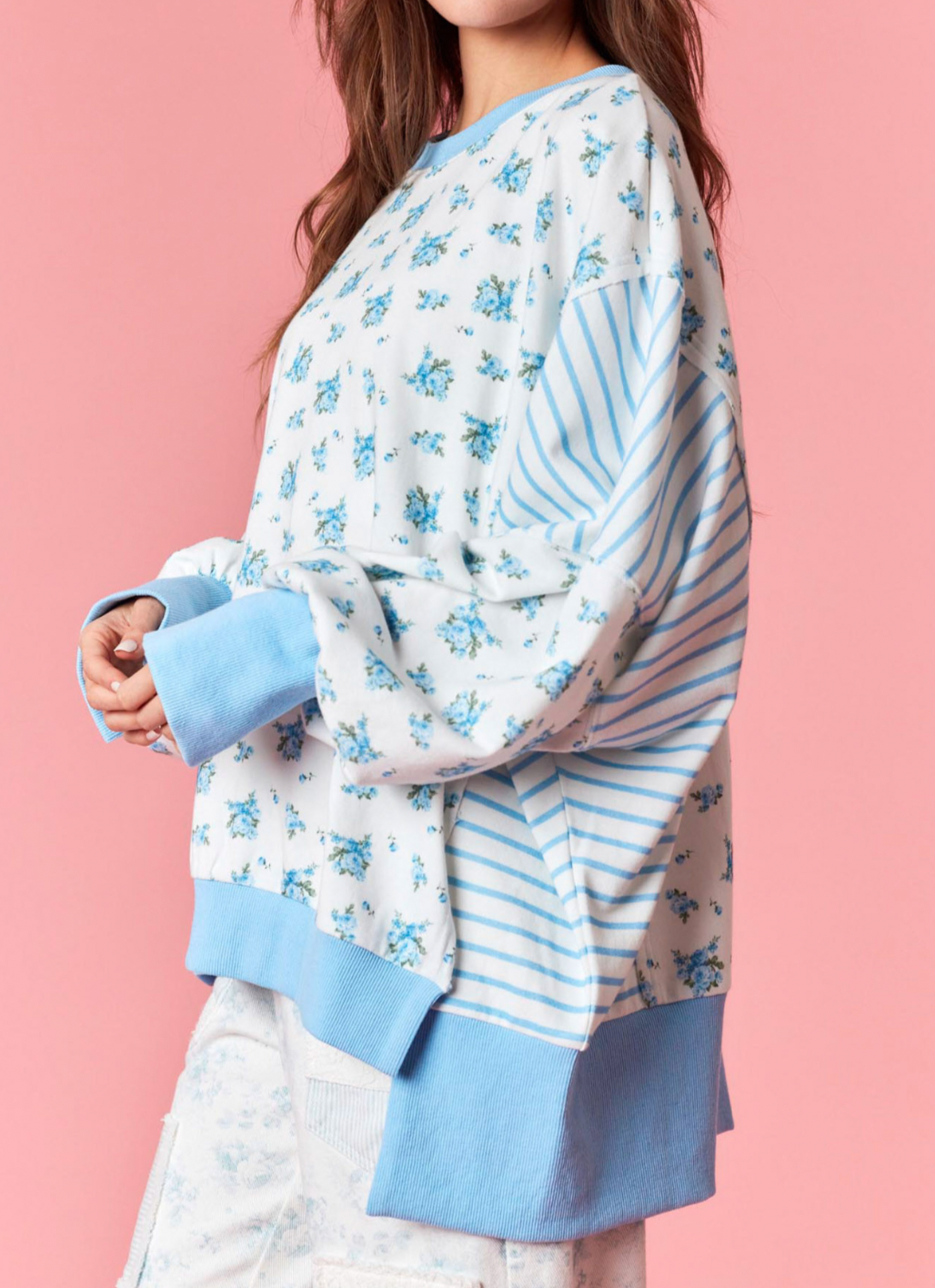 Blue Flower Long Sleeve Shirt